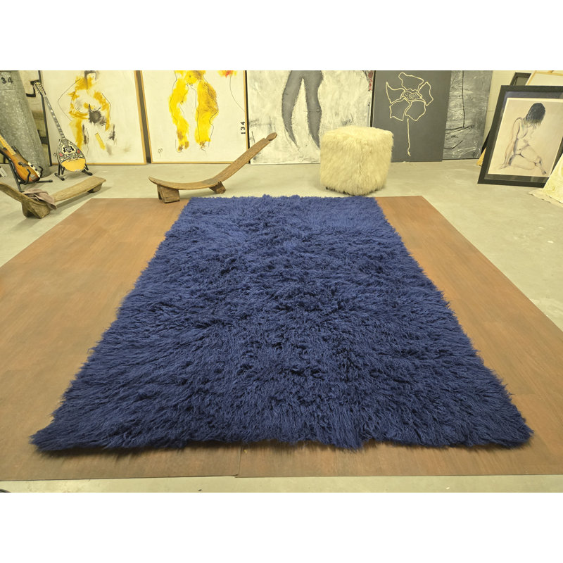 Tapis bleu en laine Bly Denim Bold
