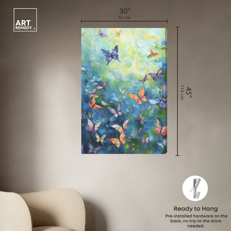 Vibrant Multicolor Butterfly Canvas Wall Art, 30" x 45"