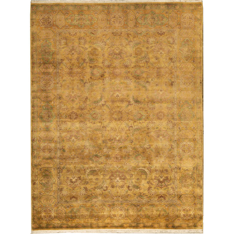 Crown Wool Oriental Area Rug in Gold