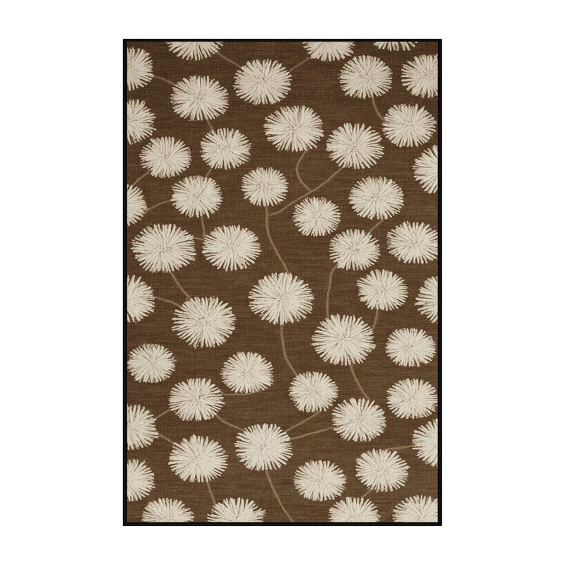 Tapis botanique brun lavable à la machine, Rectangle 3 pi x 5 pi