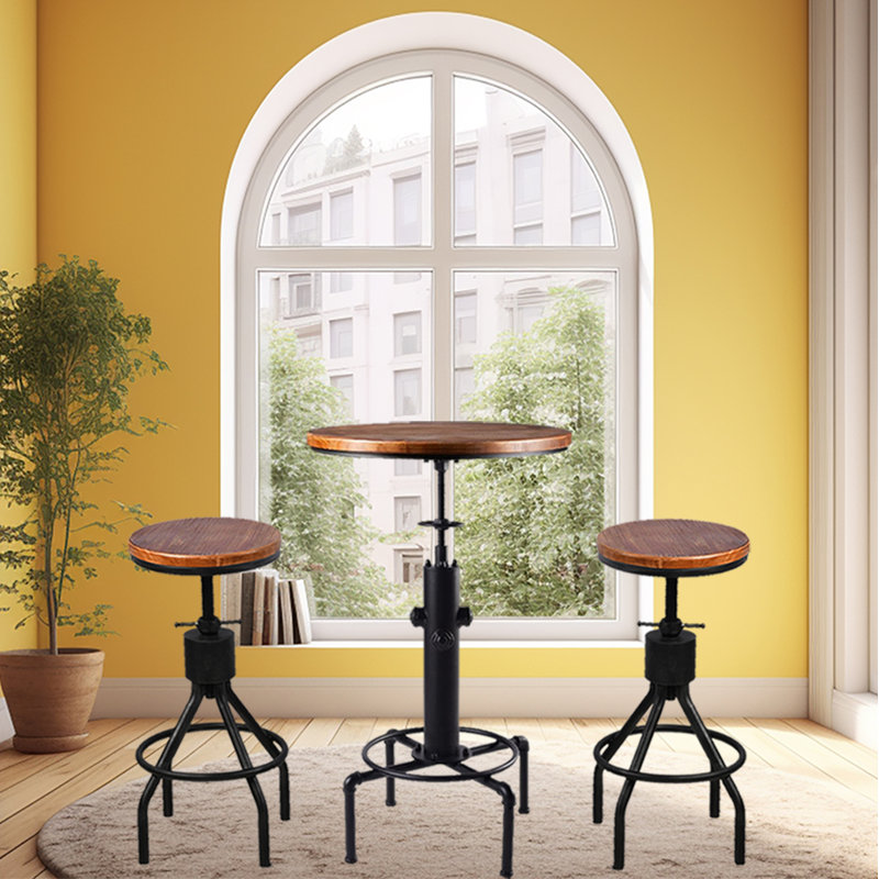 Seefeldt 2 - Person Pine Solid Wood Top Pedestal Dining Set