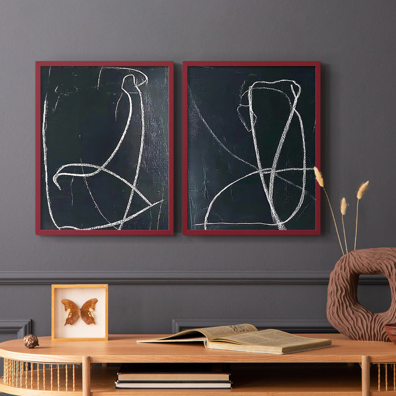 ABSTRACT Series DCV-Premium Framed Print -Ready to Hang - No Nails Required - No Nails Required, Red, 15" H x 24" W