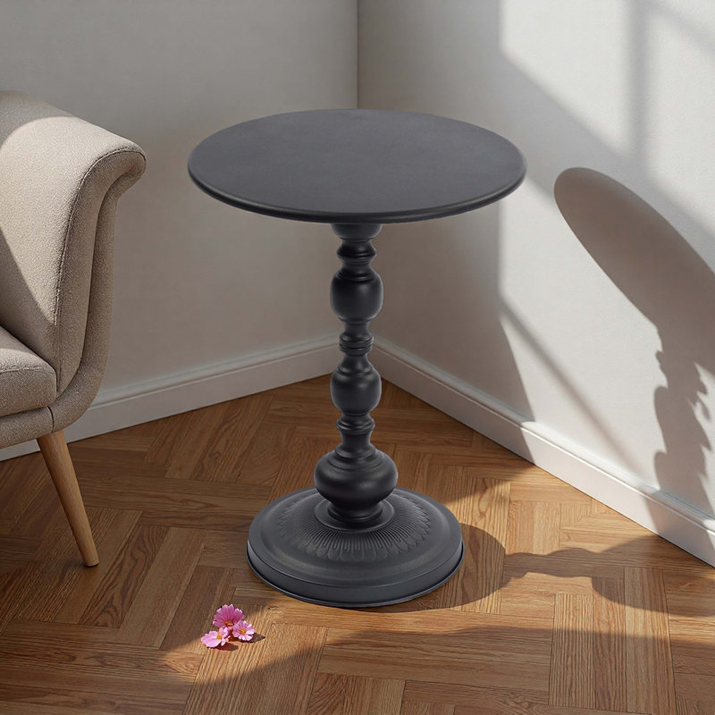 2P, table de bout vintage en métal, table d'appoint ronde pour table de chevet et table d'appoint décorative pour petit salon