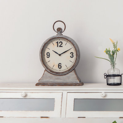 Mantel & Tabletop Clocks Analogue Metal Quartz Movement / Crystal Tabletop Clock in Grey