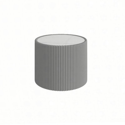 Light Sintered stone Top Cylinder Shape Leather Coffee modern Sofa Table for Living Room furniture (Each tabletop has a unique gold pattern), No Assembly Required