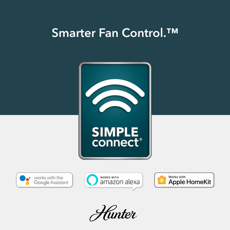 52" Techne 5 - Blade Ceiling Fan with LED Light Kit, Remote Control, WiFi Smart Fan, Easy Install, Matte Silver