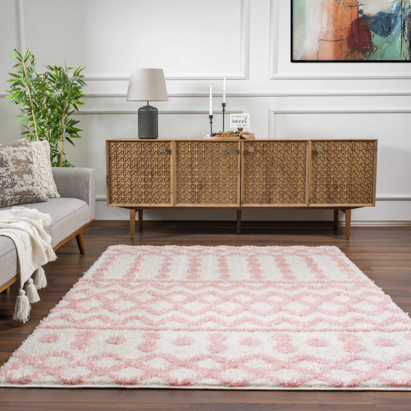 Carnegia Moroccan Pink/Beige Area Rug, Rectangle 5'3" x 7'