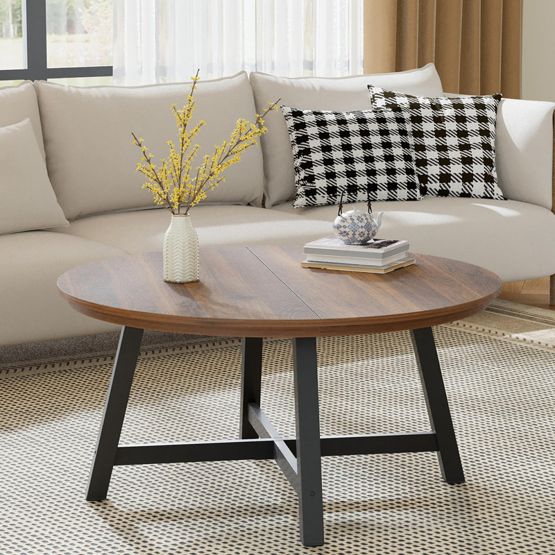 Table basse ronde 36 po, Brun