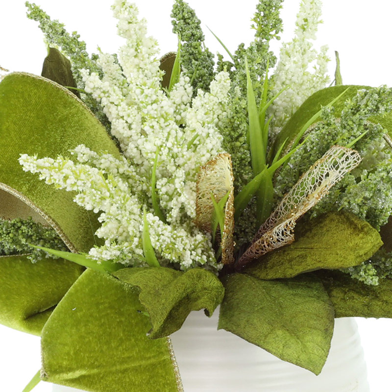 Mixed Green And White Heather Holiday Arrangement