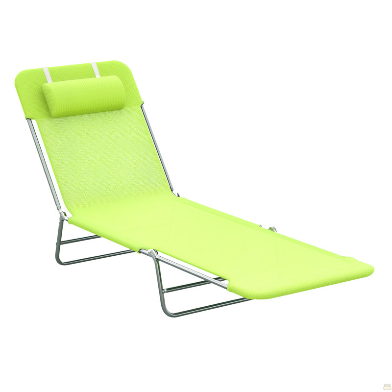 Lounger Folding Chaise Lounge Pool Chairs, Silver, Green