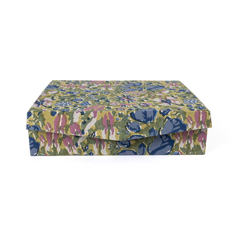 Hand Printed Floral Cotton Rectangular Decorative Box