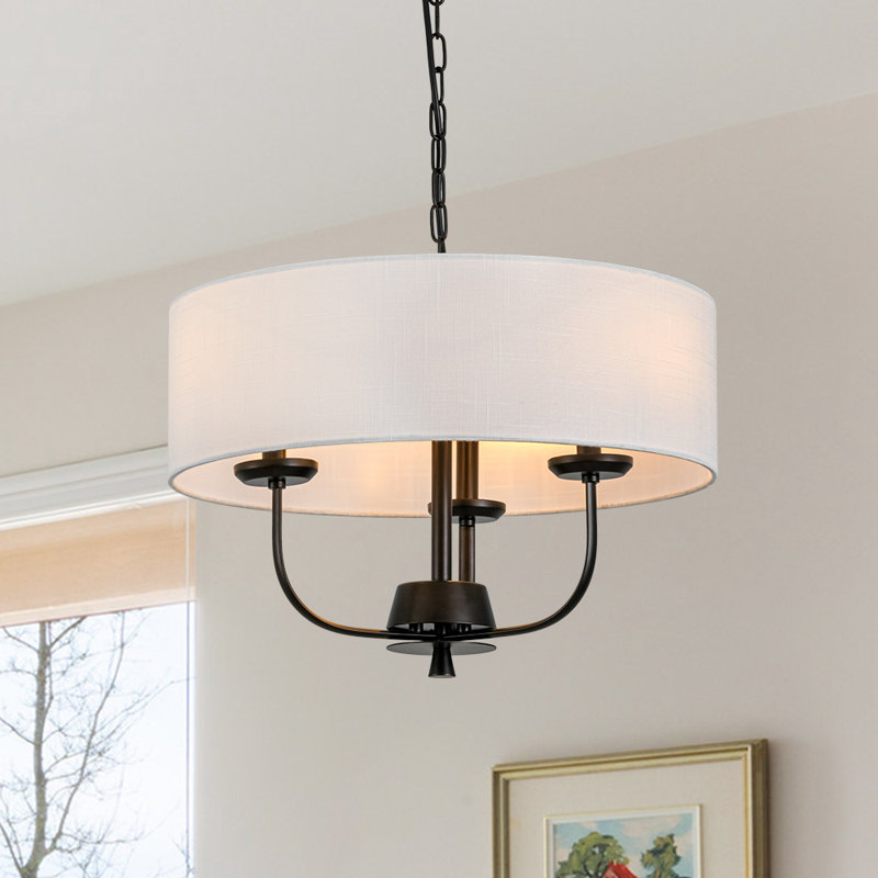 Luminaire suspendu tambour en tissu 3 lumières