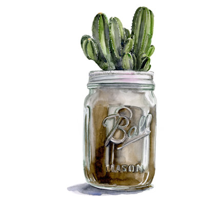 Cactus Mason Jar I by Jennifer Paxton Parker - Wrapped Canvas Painting