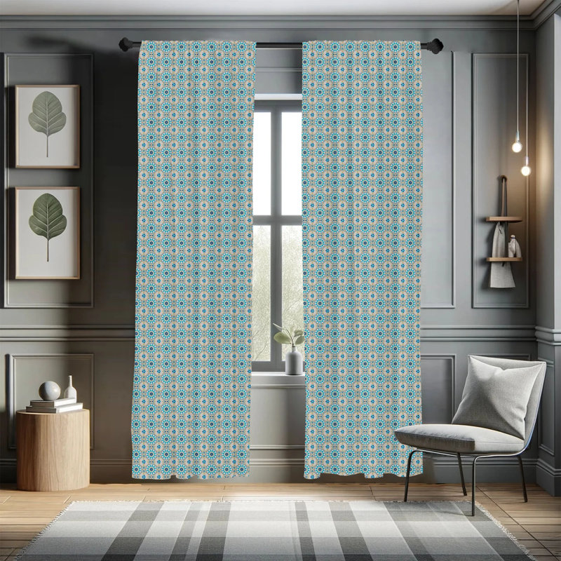 Oriental Semi-Sheer Rod Pocket Curtain Panels, 28" x 63"