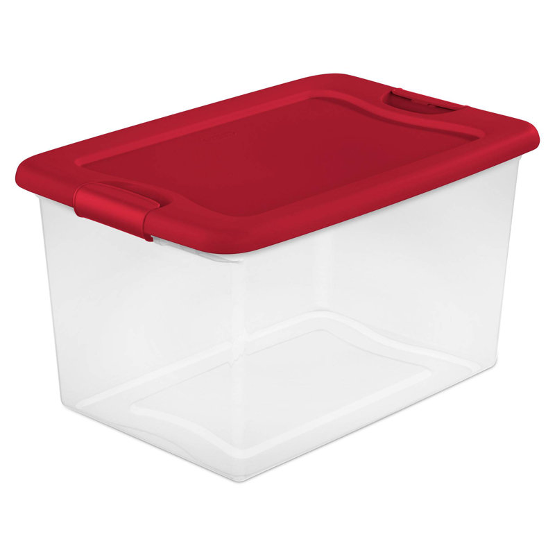 64 Qt. Clear Plastic Latching Lid Storage Bin Container Tote