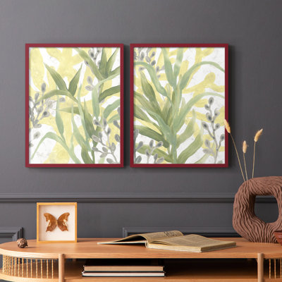 Sea Grass Fresco III - reproduction encadrée de qualité supérieure - prête à être accrochée - aucun clou requis - aucun clou requis