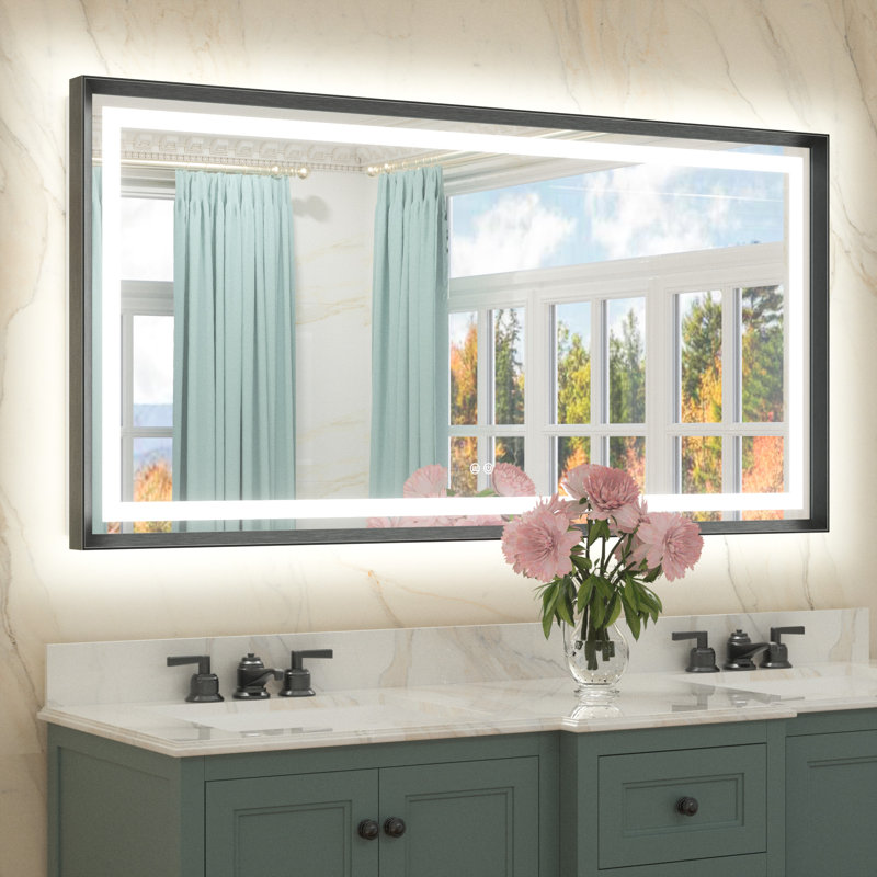 Miroir de salle de bain Dineen, 60 po x 30 po, Noir