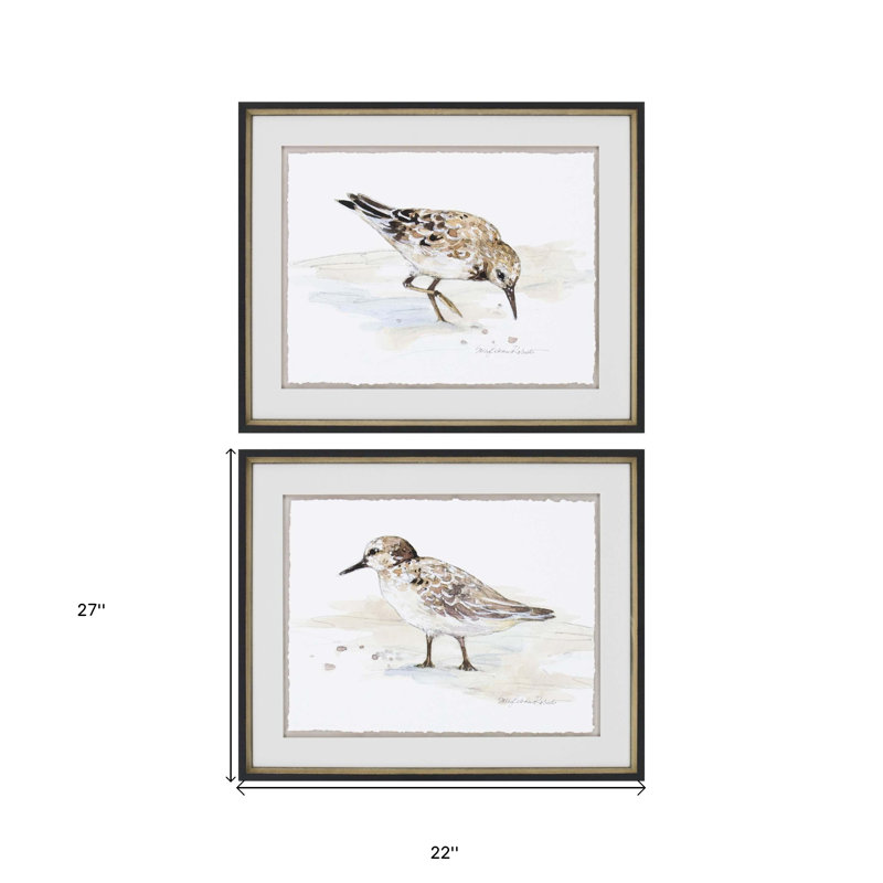 Set Of Two Sandpiper Black Framed Print Wall Art