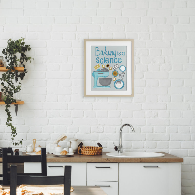 «Bake Is A Science», reproduction encadrée sous verre, design par Christine Becker, Cadre de récolte en pin