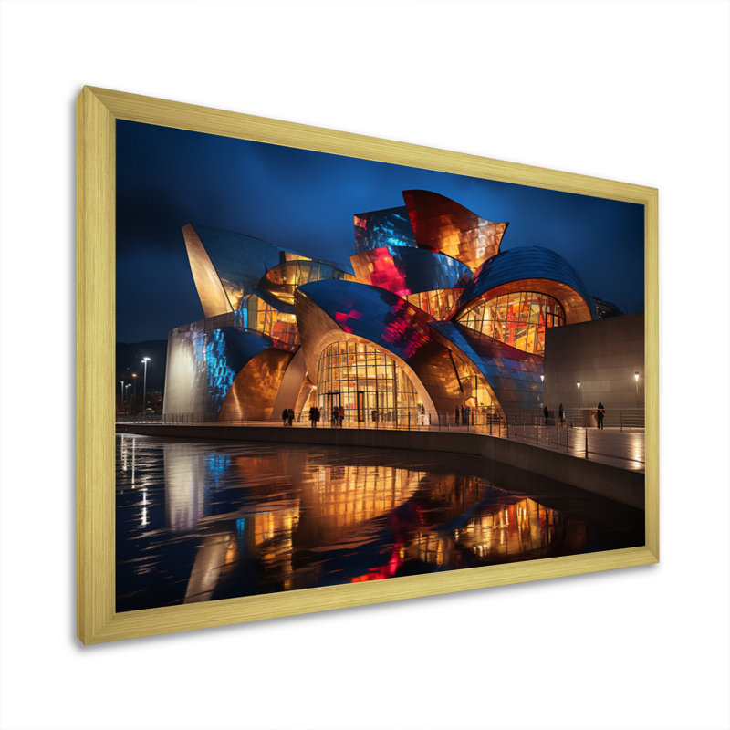 Espagne, musée Guggenheim, Bilbaoin IV sur toile, H 12 po x l 20 po x P 1 po, Cadre doré simple
