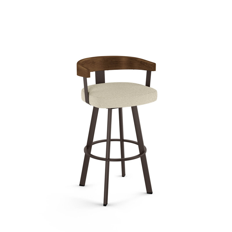 Drees Swivel Upholstered Counter & Bar Stool with Wood Backrest