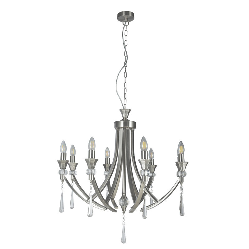 Eddings 8 - Light Candle Style Chandelier, Satin Chrome