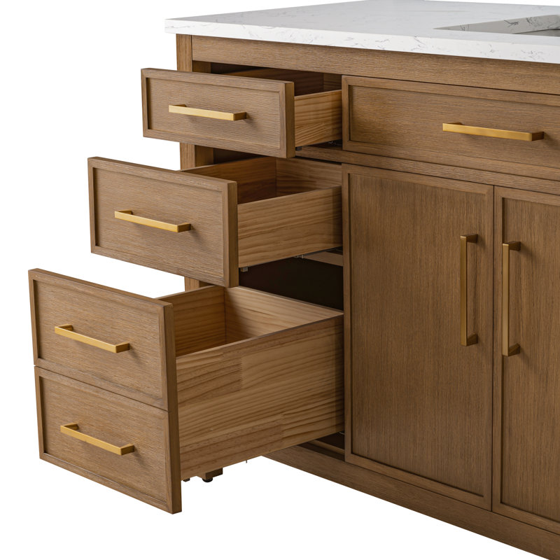 Reajean 60" Single Vanity, Caramel/Brushed Bronze