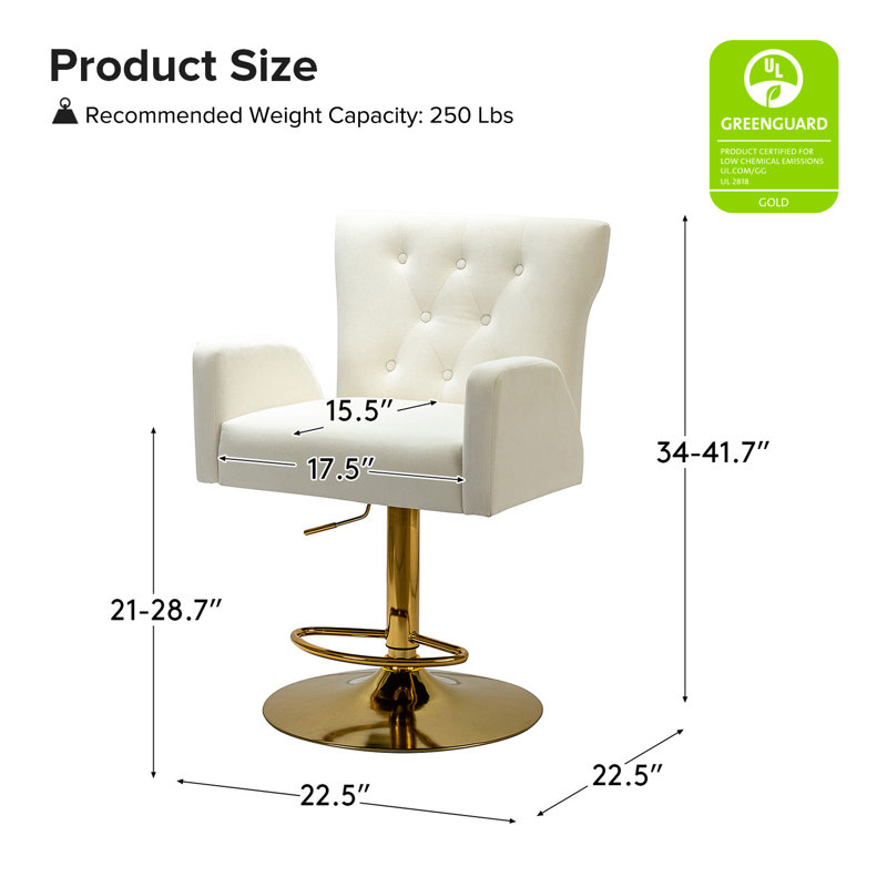 Tabouret de bar rotatif Theo, Velours ivoire