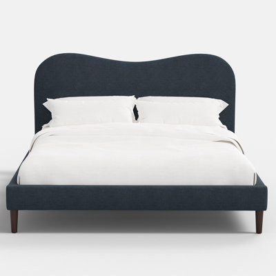 Wave Platform Bed In Linen Navy
