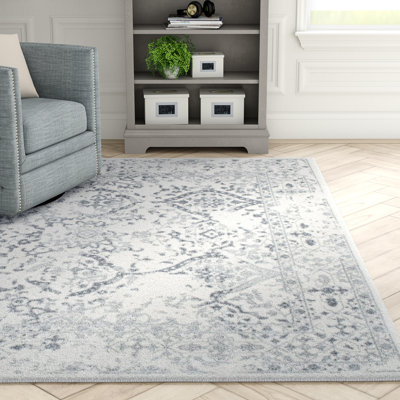 Almirka Medallion Runner Rug for Living Room Bedroom Dining Room Entryway Hallway Kitchen, Ivory/Grey