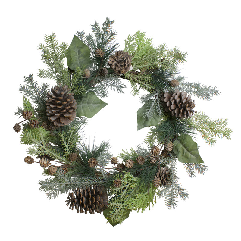 Couronne de Noël artificielle pomme de pin et cèdre - non éclairée 20 pouces