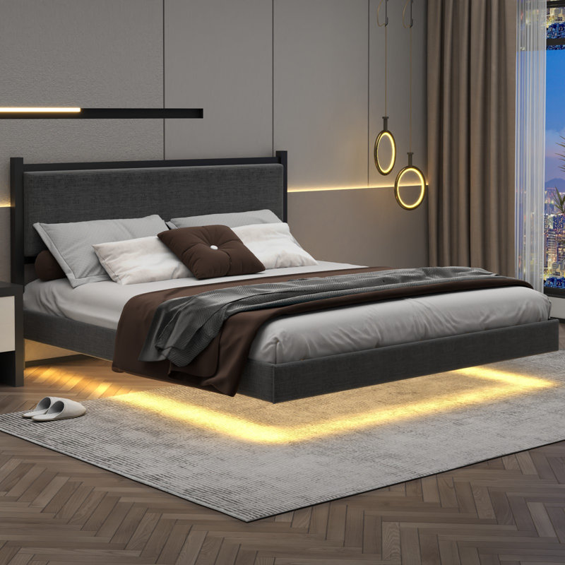 Lit plateforme tapissier Glyniss, Grand
