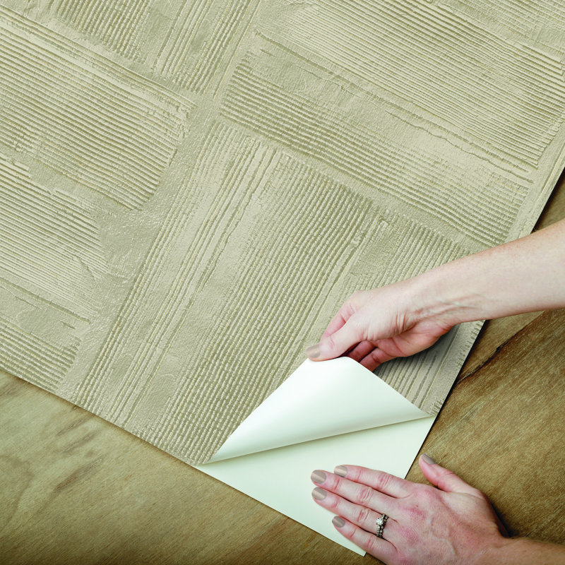 Dimensional Square Plaster Peel and Stick Wallpaper, Taupe