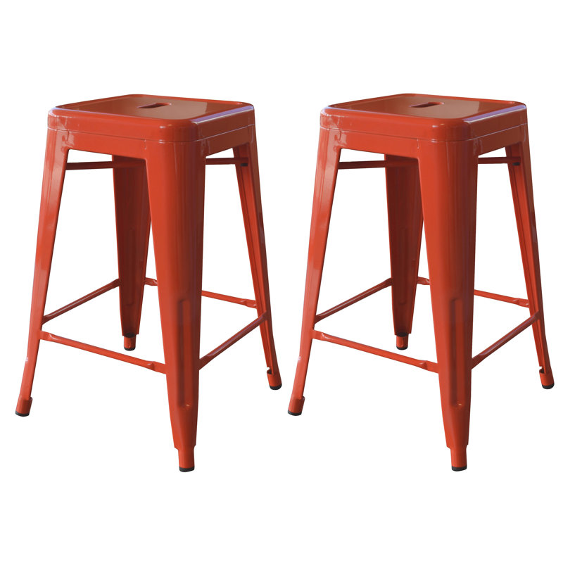 Natascha Steel Counter Stool with Steel Frame, Orange