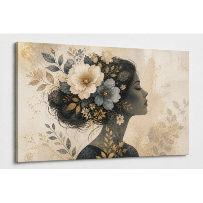 Grande femme botanique, art mural rétro, impression florale sur toile pour le salon, décoration élégante, impression sur toile 24 x 36 pouces - prête à être accrochée
