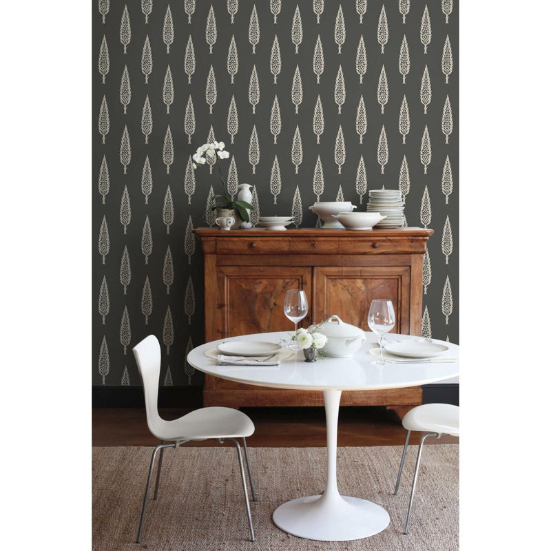Rouleau de papier peint L 27 pi x l 27 po Juniper Tree, Noir / taupe