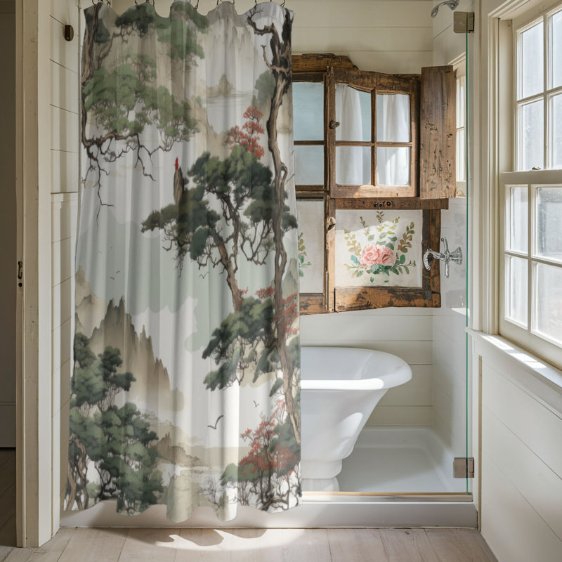 Asian Grove - Rideau de douche Premium, H 74 po x l 71 po