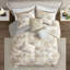 Ensemble de couette 7 pièces en mélange de coton texturé gris, format California King