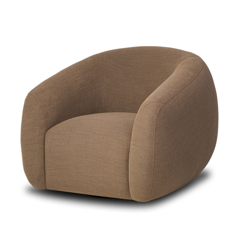 Channing Swivel Barrel Chair, Brown Polyester Blend