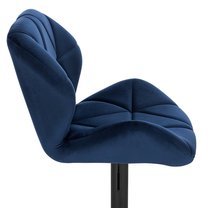 Dequavious Swivel Upholstered Adjustable Height Counter Stool with Metal Frame, Blue