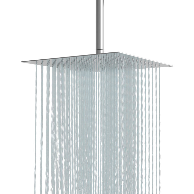 16-Inch Square Rain Showerhead Stainless Steel Large Ultra Thin Showerhead Only