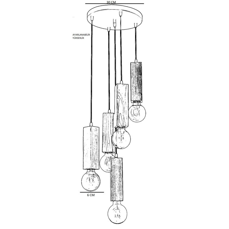 Luminaire suspendu sphère 5 lumières Berngerus
