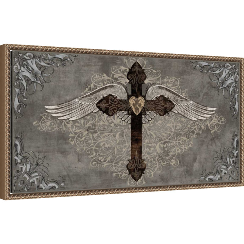 «Cross with Wings» par Brandon, reproduction d'art sur toile encadrée Glover