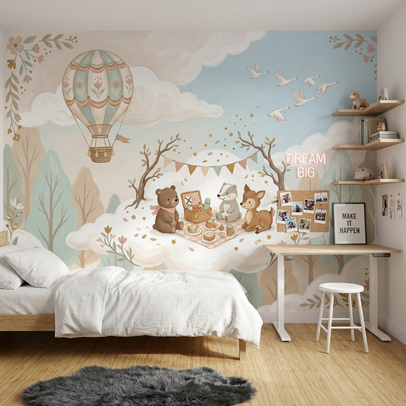 Décoration murale amovible en forme de montgolfière, Texturé non collé, 160 po x 108 po