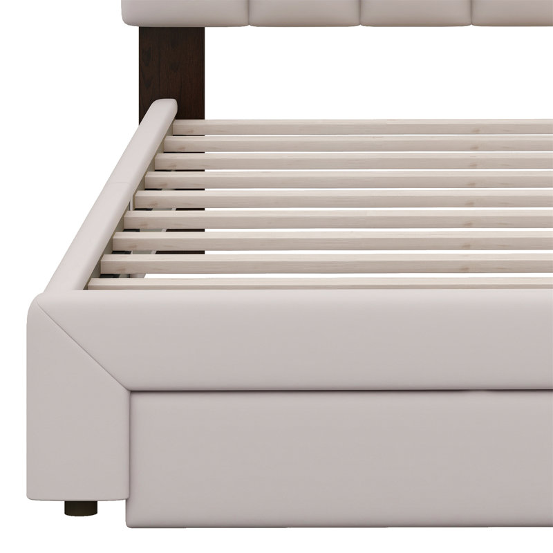 Ashiley Upholstered Panel Storage Bed, Beige