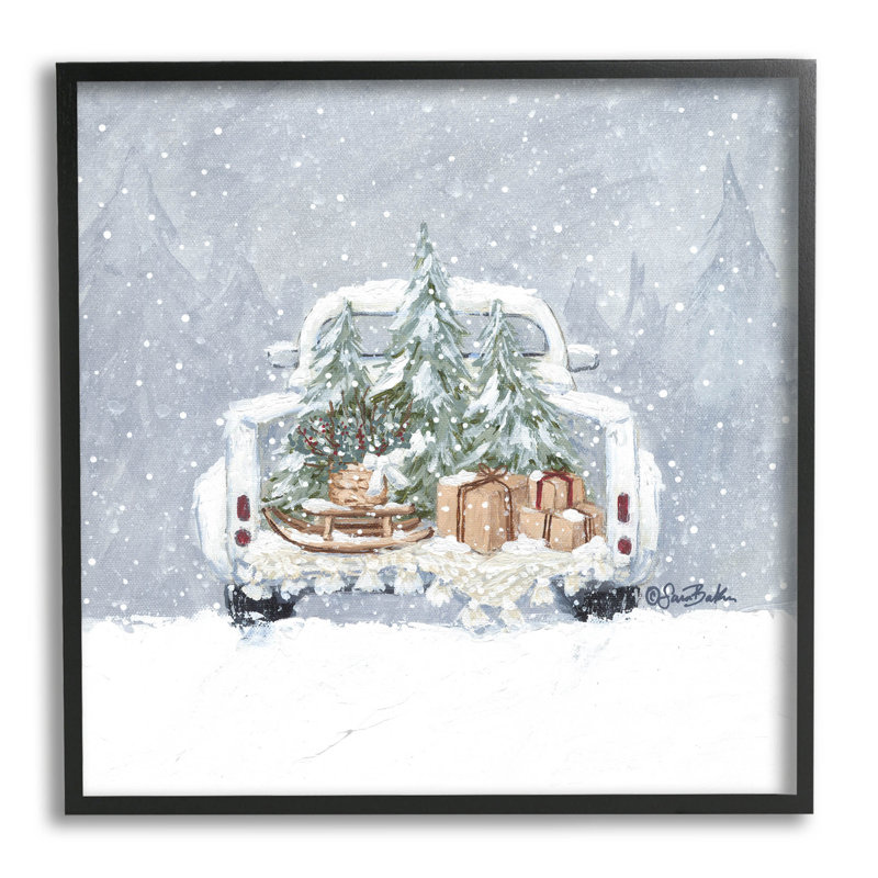 Cadeaux des Fêtes pour l'hiver et la neige à -126, H 17 po x l 17 po x P 1,5 po, Giclée encadrée noir minuit