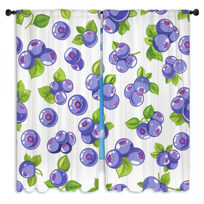 Blueberries Window Curtains  Food Modern Drapes - 2 Panels
