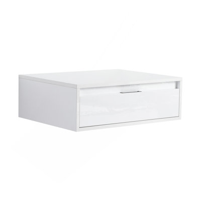 24" Bathroom Cabinet,Soft Close Drawer,Float Mounting Design, Glossy White, KD-Packing,(Only Vanity)