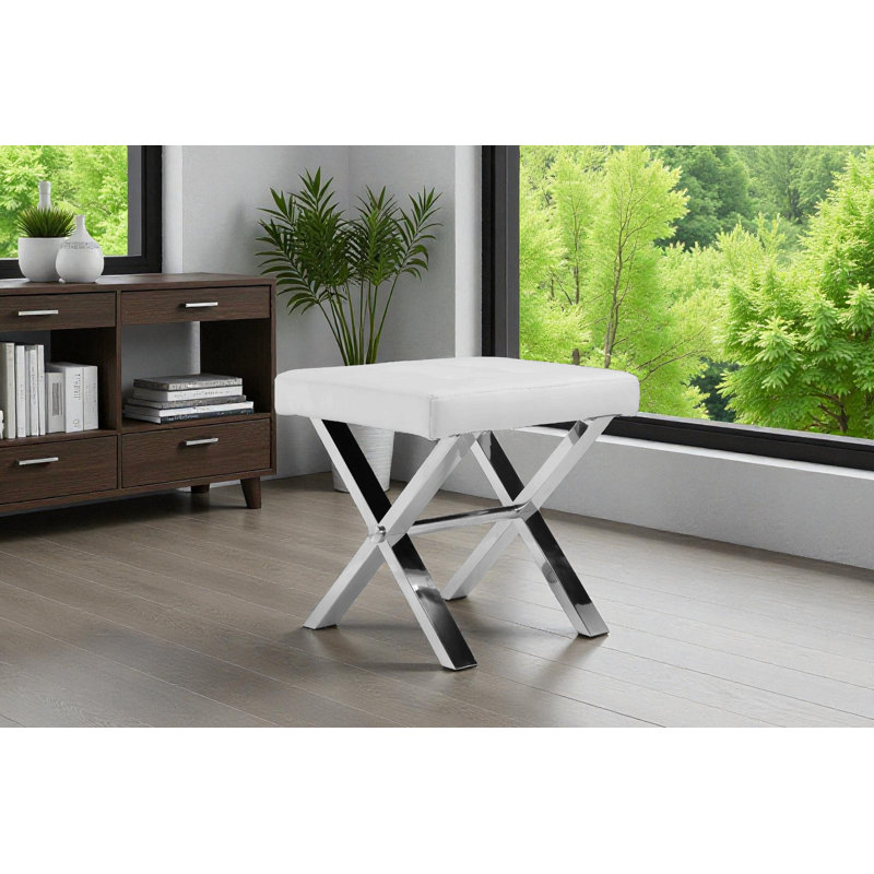 Tabouret Beverly de Pangea Home, Simili cuir blanc