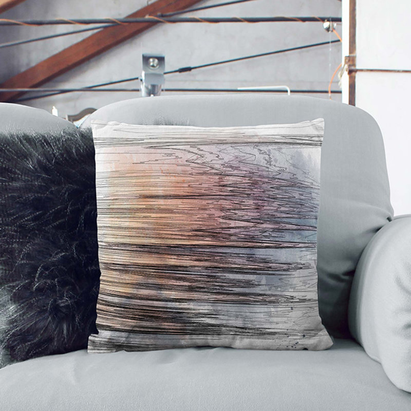 Abstract Square Throw Cushion, Black, 55cm H x 55cm W x 20cm D